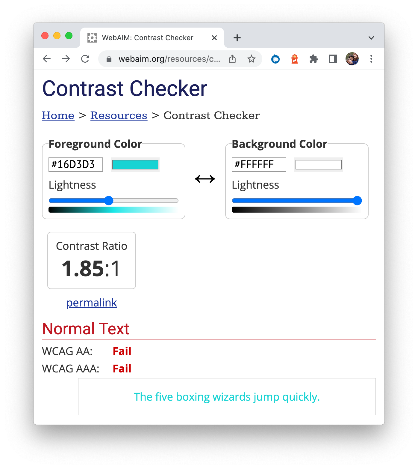 WebAIM Contrast Checker