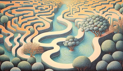 River flowing through a maze v11