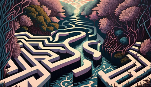 River flowing through a maze v16