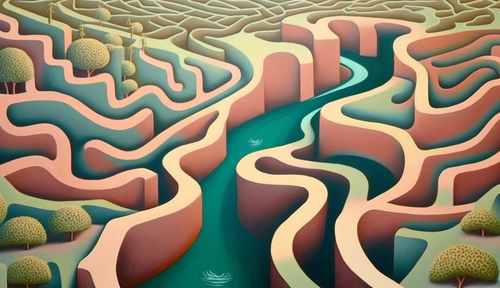 River flowing through a maze v18