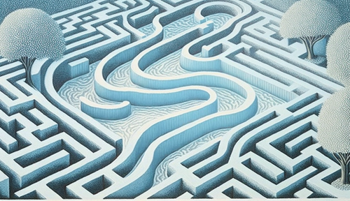 River flowing through maze v8 light blue